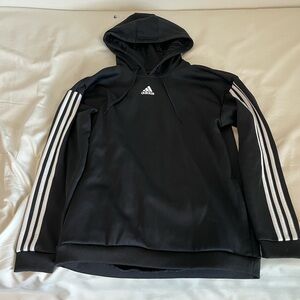 Adidas Black and White Hoodie with Signature Stripes